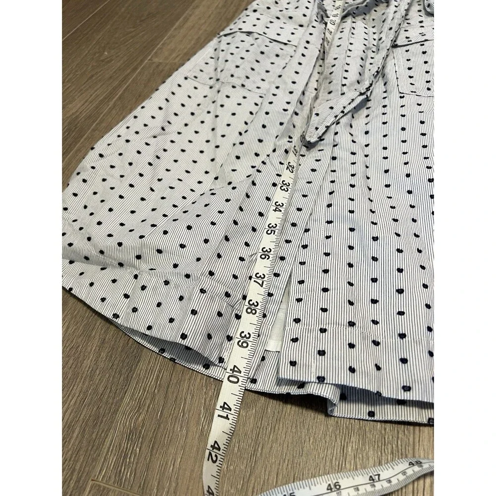 Banana Republic Midi Shirt Dress Workwear Polka Dot Pockets Tie Waist Sz Large - Picture 7 of 10
